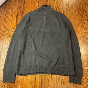 Calvin Klein Men's Charcoal Quarter Zip-Up Sweater
